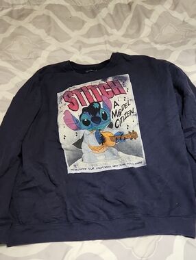 Disney Stitch Graphic Crewneck Sweatshirt - Navy
